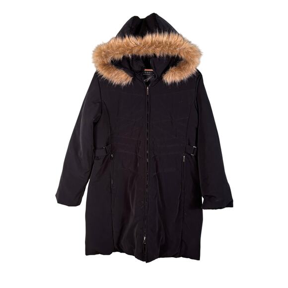 Centigrade Down Feathers Puffer Jacket Women Medium Hooded Parka Faux Fur Coat - Picture 1 of 12